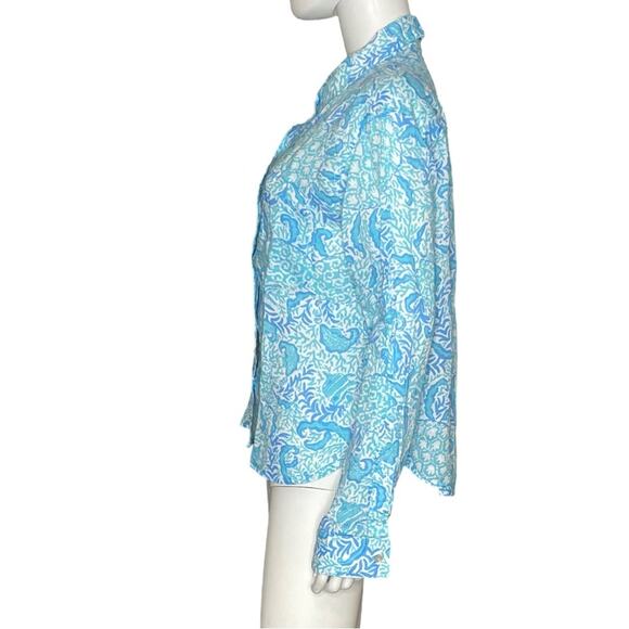 Lilly Pulitzer Coralynn Button Down Shirt Resort White Goombay Grooves Sz L - Picture 3 of 7